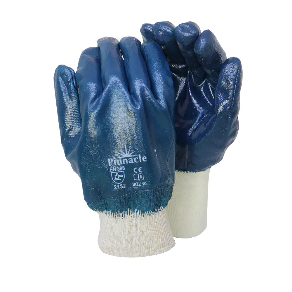 Blue nitrile mesh wrist glove