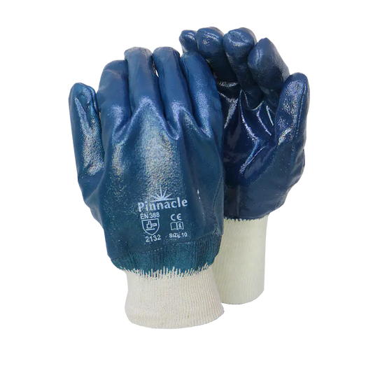 Blue nitrile mesh wrist glove