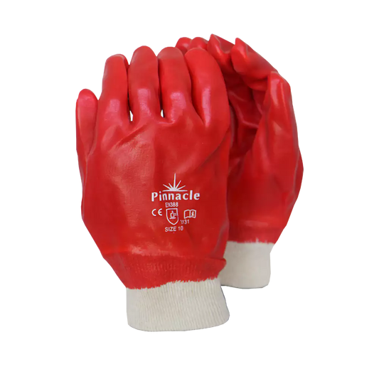 Red PVC mesh wrist glove