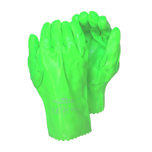 Lime green PVC open cuff glove