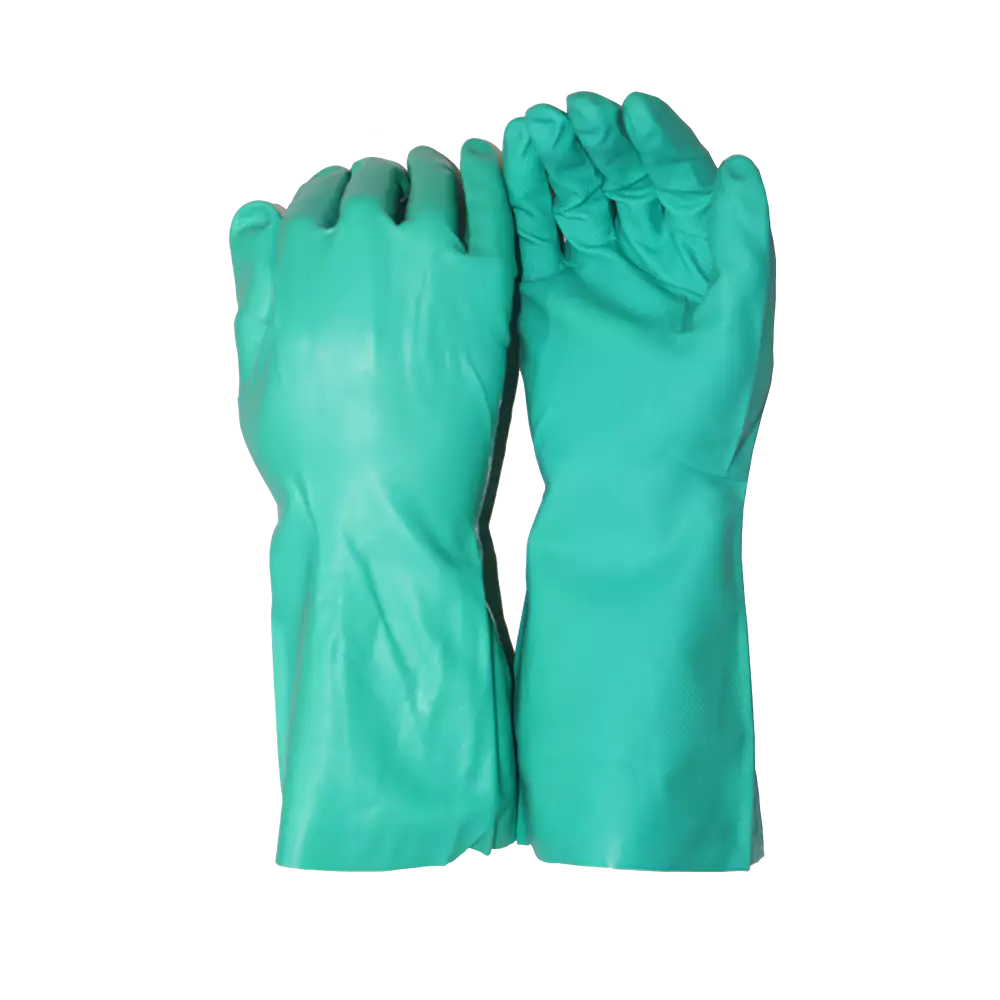 Green nitrile open cuff glove