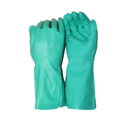 Green nitrile open cuff glove