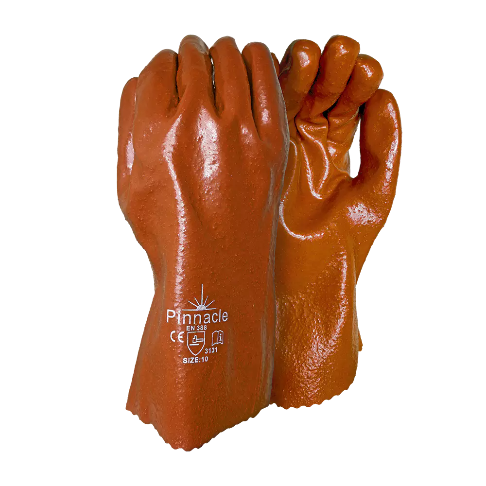 Heavy Duty Open Cuff Glove with Rough Brown PVC Palm