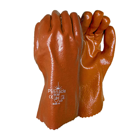 Heavy Duty Open Cuff Glove with Rough Brown PVC Palm