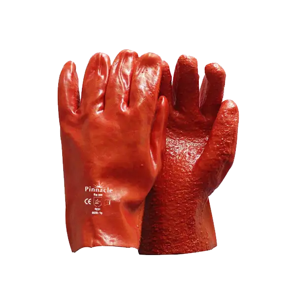 Heavy Duty Open Cuff Glove with Red Rough PVC Palm