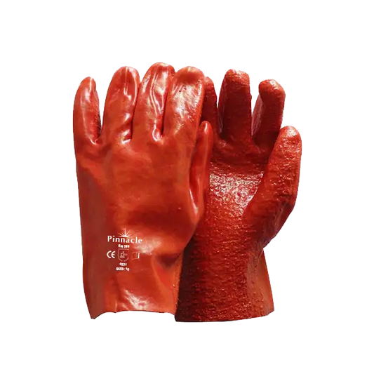 Heavy Duty Open Cuff Glove with Red Rough PVC Palm