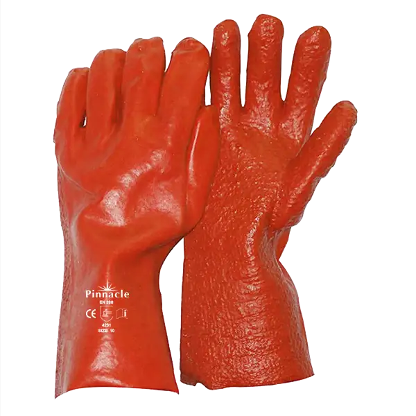 Heavy Duty Open Cuff Glove with Red Rough PVC Palm