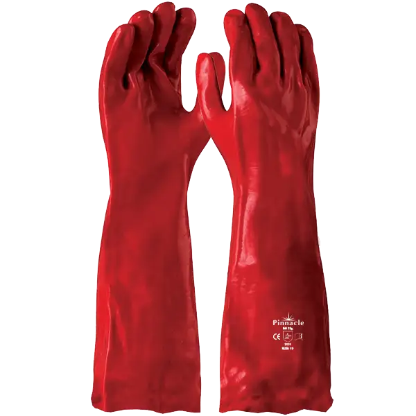 Red open cuff PVC glove