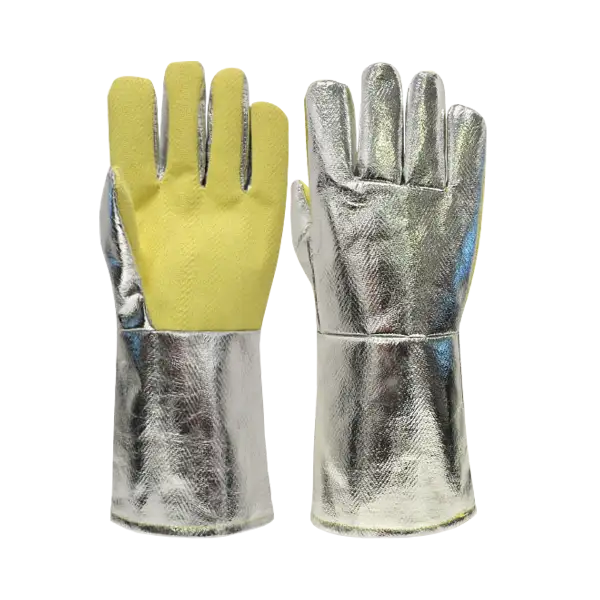 Fire and heat resistant aluminum kevlar glove