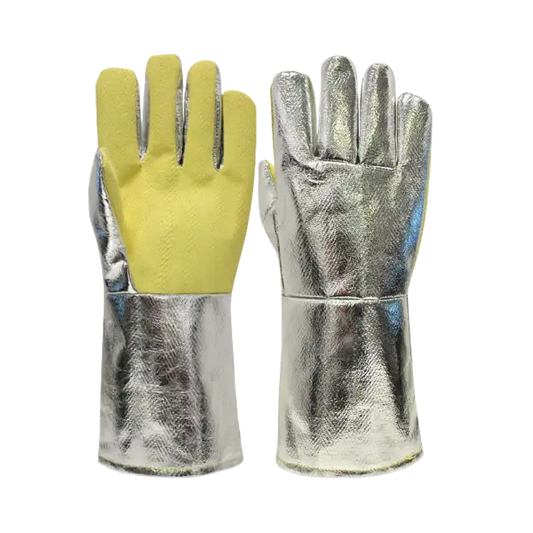 Fire and heat resistant aluminum kevlar glove